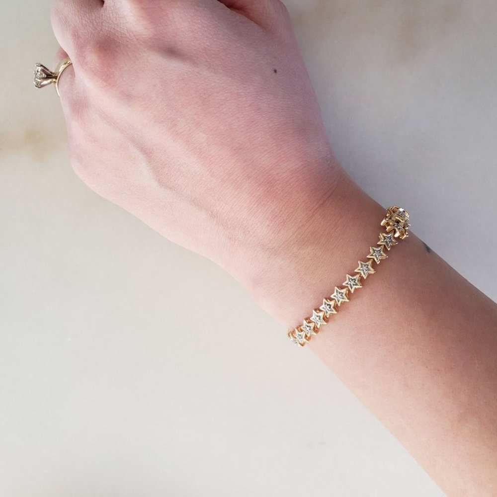 Gold Star Tennis Bracelet